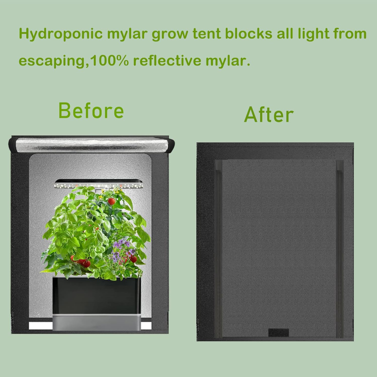 Reetsing Small Grow Tent for Aerogarden,Hydroponics Growing System Indoor Grow Tent,18.9x13.7x20.8High Reflective Mylar for Hydroponics Indoor Plant