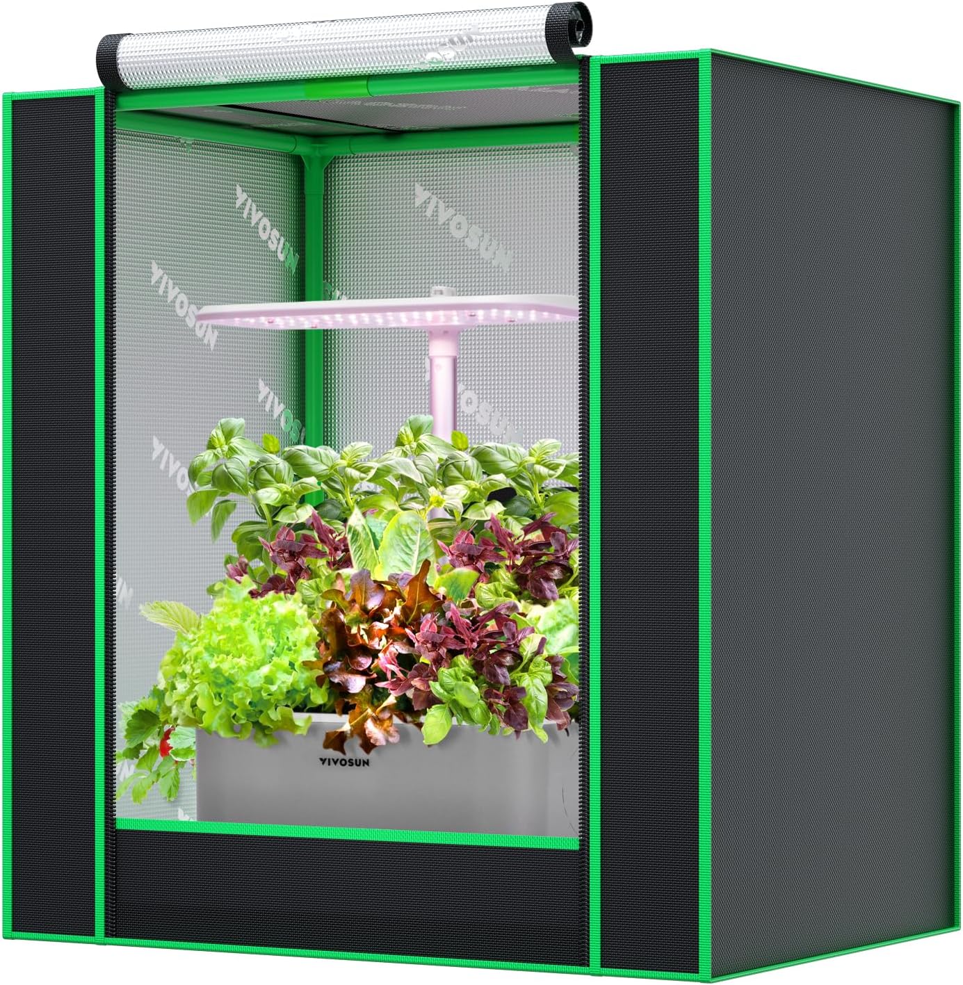 VIVOSUN Small Grow Tent for Aerogarden, Hydroponics Growing System, 20”x14”x21” Highly Reflective Mylar Indoor Grow Tent with Sealed Bottom Design, Ventilation Window and Cable Hole Port