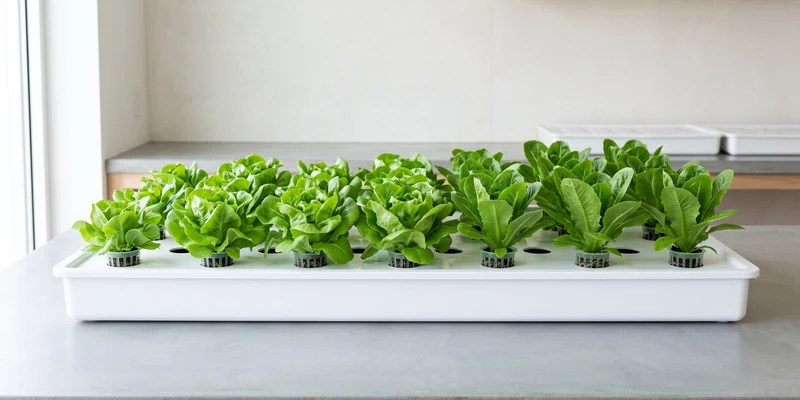 Hydroponic tray full of lettuce plants